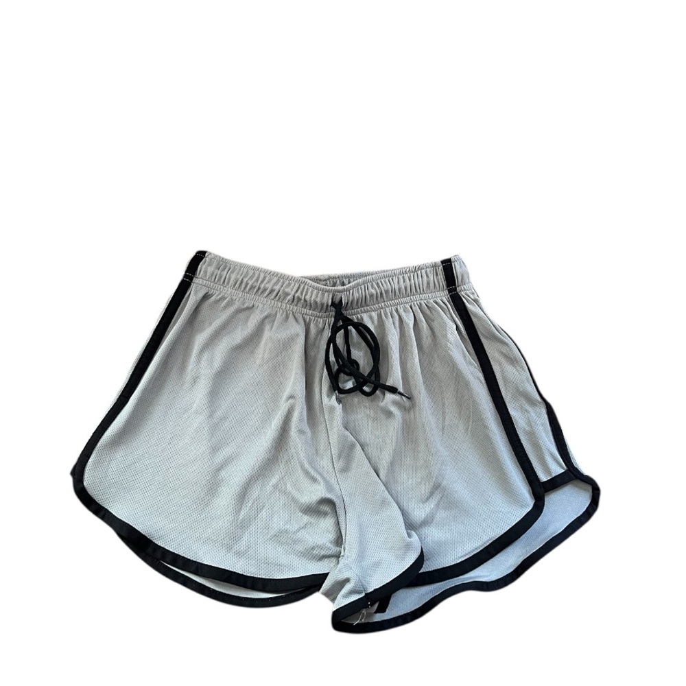 🔘ESSENTIAL ELEMENTS: Women’s L, gray w/black accent stretchy athletic shorts🔘